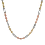 14K Three Tone Gold Solid Figarope Link Chain 22 Inches 3mm 70301
