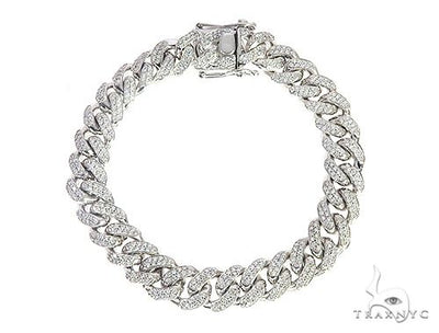 10K White Gold Miami Cuban Diamond Bracelet 65226 - Image 1