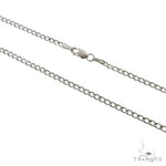 10K White Gold Thin Hollow Curb Link Chain 24 Inches 2.3mm   67263 - Image 2