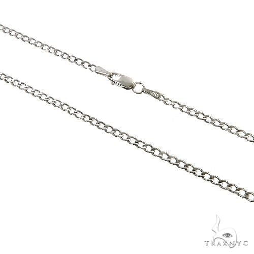 10K White Gold Thin Hollow Curb Link Chain 24 Inches 2.3mm   67263 - Image 2