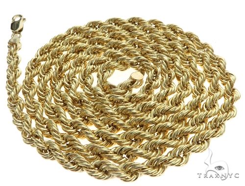 10k Yellow Gold Hollow Rope Link Chain 24 Inches 3.8mm 63391 - Image 4