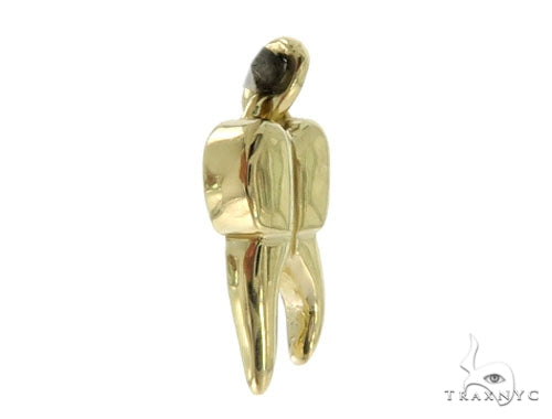 10K Yellow Gold Tooth Pendant Box Link Chain Set 57226 - Image 4