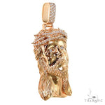 14K Gold Diamond Crown Jesus Pendant 67599 - Image 2