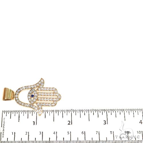 14K Gold Diamond Hamsa Pendant 67808 - Image 6