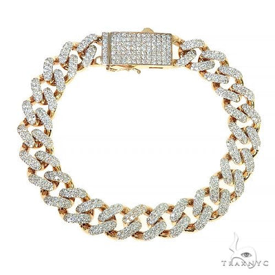 14K Gold Miami Cuban Diamond Bracelet 66391 - Image 1