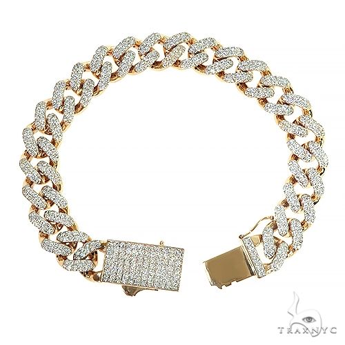 14K Gold Miami Cuban Diamond Bracelet 66391 - Image 2