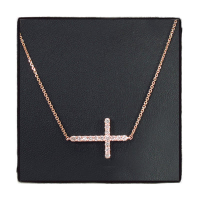 14K Gold Prong Diamond Cross Crucifix Necklace 32224 - Image 1