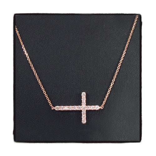 14K Gold Prong Diamond Cross Crucifix Necklace 32224 - Image 1