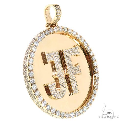14K Gold Round Initial Diamond Pendant 66654 - Image 2