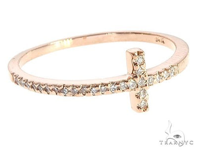 14K  Gold Prong Diamond Cross Ring 65306 - Image 1
