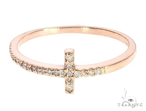 14K  Gold Prong Diamond Cross Ring 65306 - Image 3