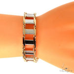 14K Two Tone Gold Rail Road Link Bracelet 8.5 Inches 9mm 70531 - Image 4