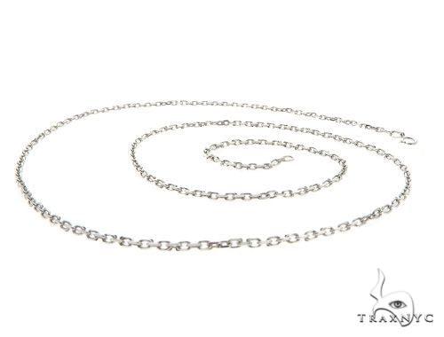 14K White Gold Cable Link Chain 18 Inches 1.4mm   64400 - Image 4