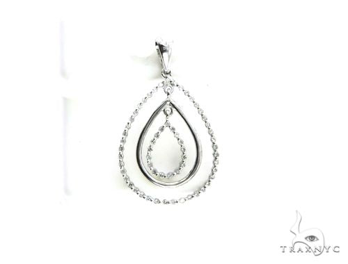 14K White Gold Micro Pave Diamond Stud Pendant 63146 - Image 2