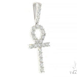 14K White Gold Prong Diamond Ankh Cross 65284 - Image 2