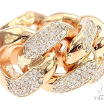 14K Yellow Gold 17mm 3 Row Diamond Miami Cuban Ring 65028 - Image 2