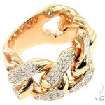 14K Yellow Gold 17mm 3 Row Diamond Miami Cuban Ring 65028 - Image 3