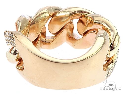 14K Yellow Gold 17mm 3 Row Diamond Miami Cuban Ring 65028 - Image 4