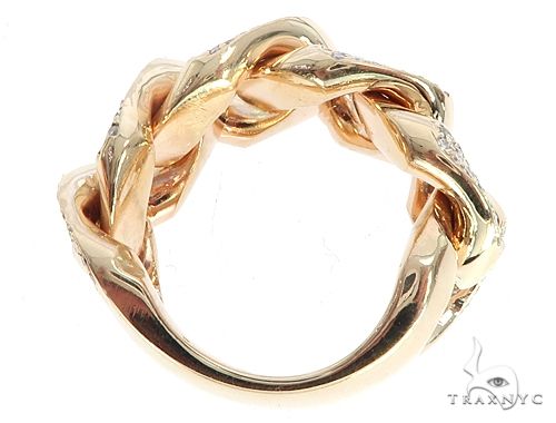 14K Yellow Gold 17mm 3 Row Diamond Miami Cuban Ring 65028 - Image 5