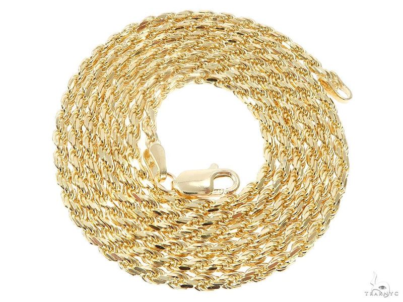 14k Yellow Gold Diamond Cut Solid Rope Chain 22 Inches 2.5mm 64770 - Image 4