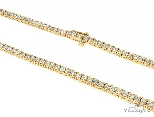 14K Yellow Gold Diamond Tennis Chain 18 Inches 2.9 mm 69843 - Image 2