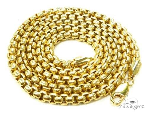 14K Yellow Gold Hollow Round Box Link Chain 30 Inches 3.5mm 70201 - Image 7