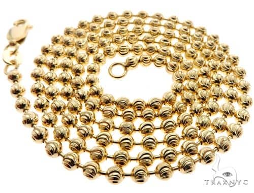 14K Yellow Gold Moon Cut Link Chain 22 Inches 3.5mm 65308 - Image 4
