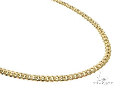 14K Yellow Gold Solid Miami Cuban Link Chain 18 Inches 4mm 70140 - Image 1