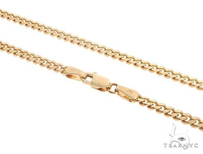 14K Yellow Gold Solid Thin Miami Cuban Link Chain 26 Inches 2.5mm   65897 - Image 1