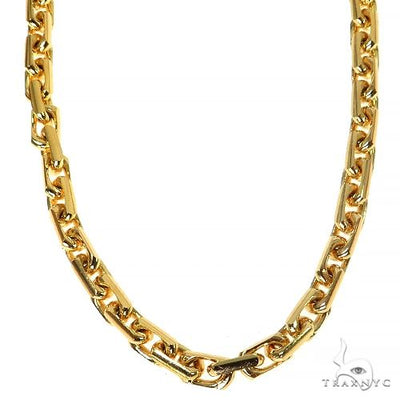 14K Yellow Gold Thin Diamond Cut Solid Anchor Cable Link 18 Inches 3.7mm 70254 - Image 1