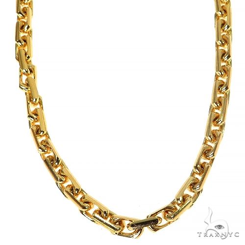 14K Yellow Gold Thin Diamond Cut Solid Anchor Cable Link 18 Inches 3.7mm 70254 - Image 1