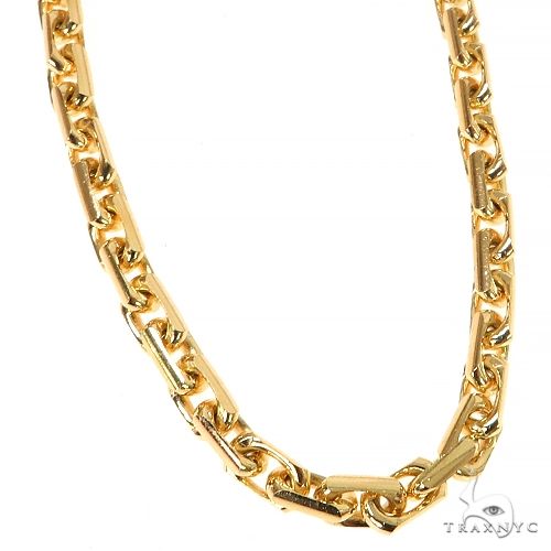 14K Yellow Gold Thin Diamond Cut Solid Anchor Cable Link 18 Inches 3.7mm 70254 - Image 2