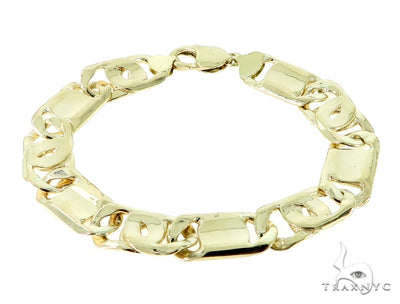 14K Yellow Gold Tiger Eye Bracelet 9.5 Inches 14mm   56548 - Image 1