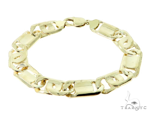 14K Yellow Gold Tiger Eye Bracelet 9.5 Inches 14mm   56548 - Image 1