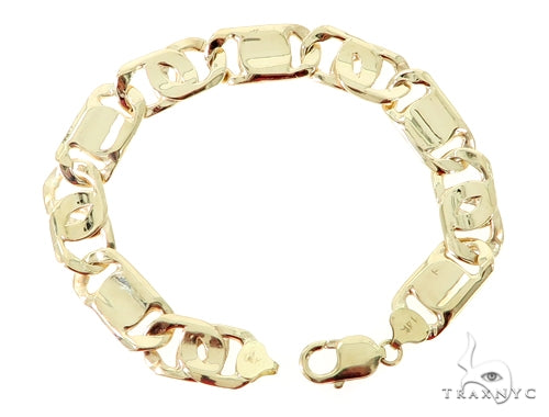 14K Yellow Gold Tiger Eye Bracelet 9.5 Inches 14mm   56548 - Image 4