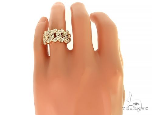 14K Gold Two Row Diamond Cuban Link Ring 65970 - Image 8