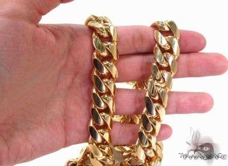 14KY Gold Semi Solid Miami Cuban Link 22 Inches 16.2mm 68451 - Image 3