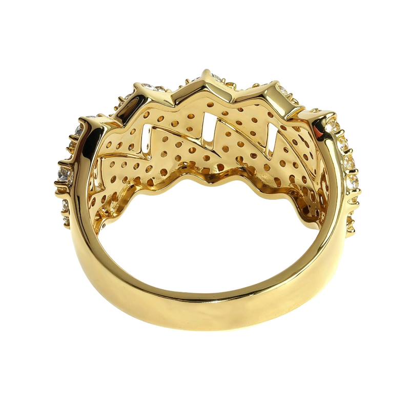 14K Gold Two Row Diamond Cuban Link Ring 65970