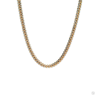 14k Gold Two Tone Diamond Cut Miami Cuban Link Chain 70320 - Image 1