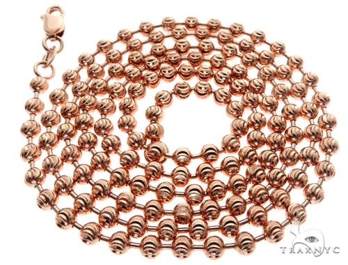 14k Rose Gold Moon Cut Chain 24 inches 3mm   64609 - Image 5