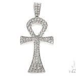 14k White Gold Diamond Ankh Pendant 64647 - Image 1