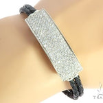 14k White Gold Diamond Leather Rope Bracelet 65035 - Image 6