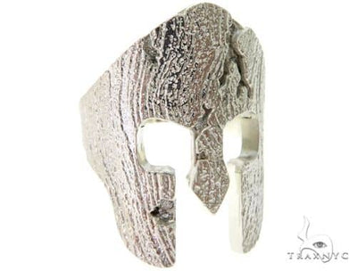 14k White Gold Spartan Mask Diamond Ring 65078 - Image 1
