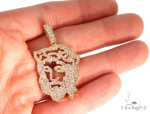 14k Yellow Gold Diamond Jesus Pendant 65134 - Image 5