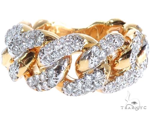 14k Yellow Gold Diamond Miami Cuban Ring 64775 - Image 2