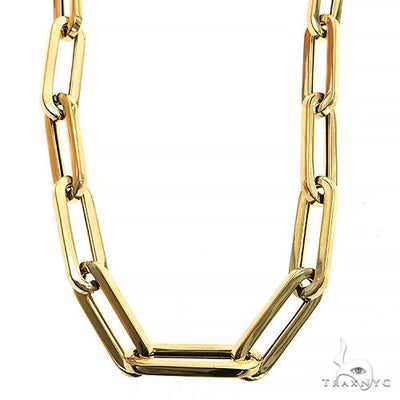 14k Yellow Gold Hollow Paperclip Link Chain  7.7mm 22 inches   68353 - Image 1