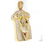 14k Yellow Gold Solid Diamond Jesus Pendant 65101 67177 - Image 2