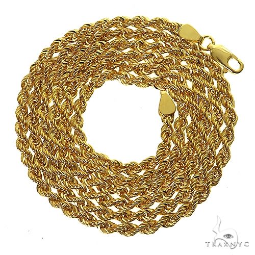 14k Yellow Gold Solid Rope Link Chain 3mm 18 inches 69502 - Image 3