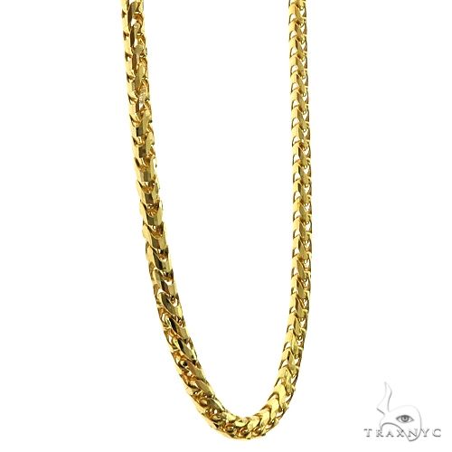 14k Yellow Gold Solid Round Franco Diamond Cut Link Chain 4 mm 18 Inches 70147 - Image 2