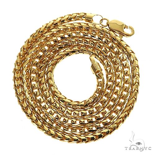 14k Yellow Gold Solid Round Franco Diamond Cut Link Chain 4 mm 18 Inches 70147 - Image 3